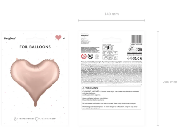 XL Folienballon Figur - Herz Roségold - 75cm x 64,5cm